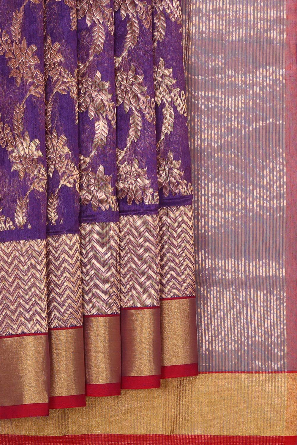 Collection of Chanderi Silk Violet Saree in a gallery layout