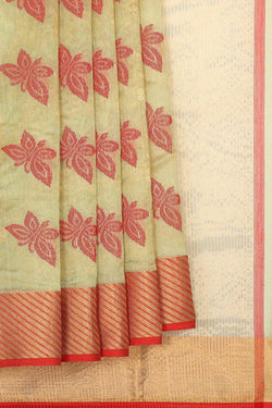 Collection of Chanderi Silk Light Pista Green Saree in a gallery layout