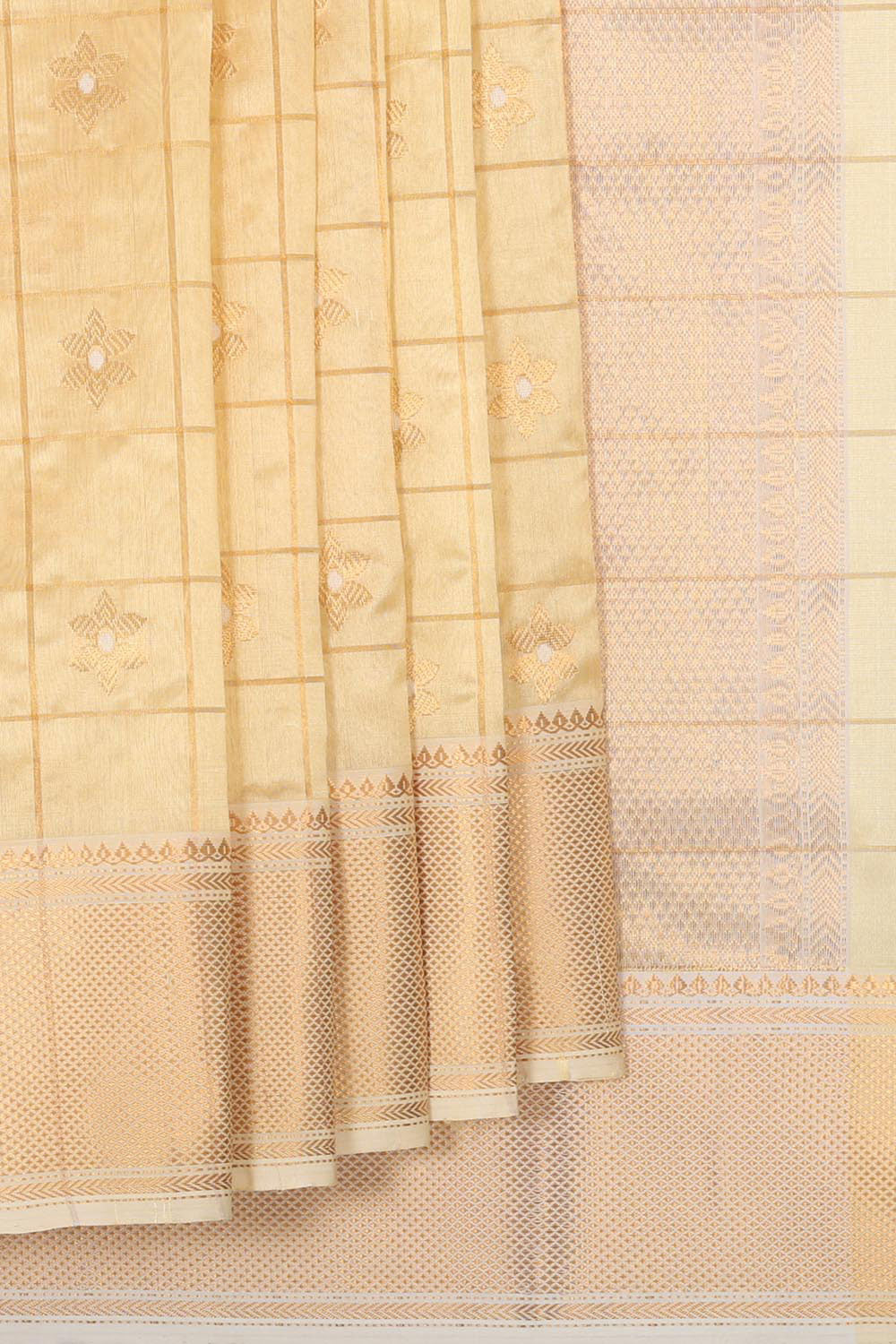 Collection of Chanderi Silk Light Yellow Saree in a gallery layout