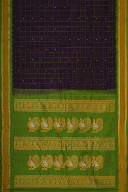 Image of Gadwal Silk Navy Blue Saree