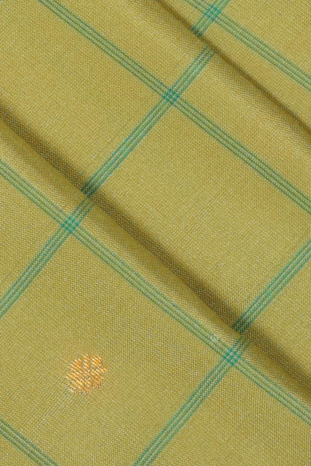 Gadwal Silk Golden Green Saree