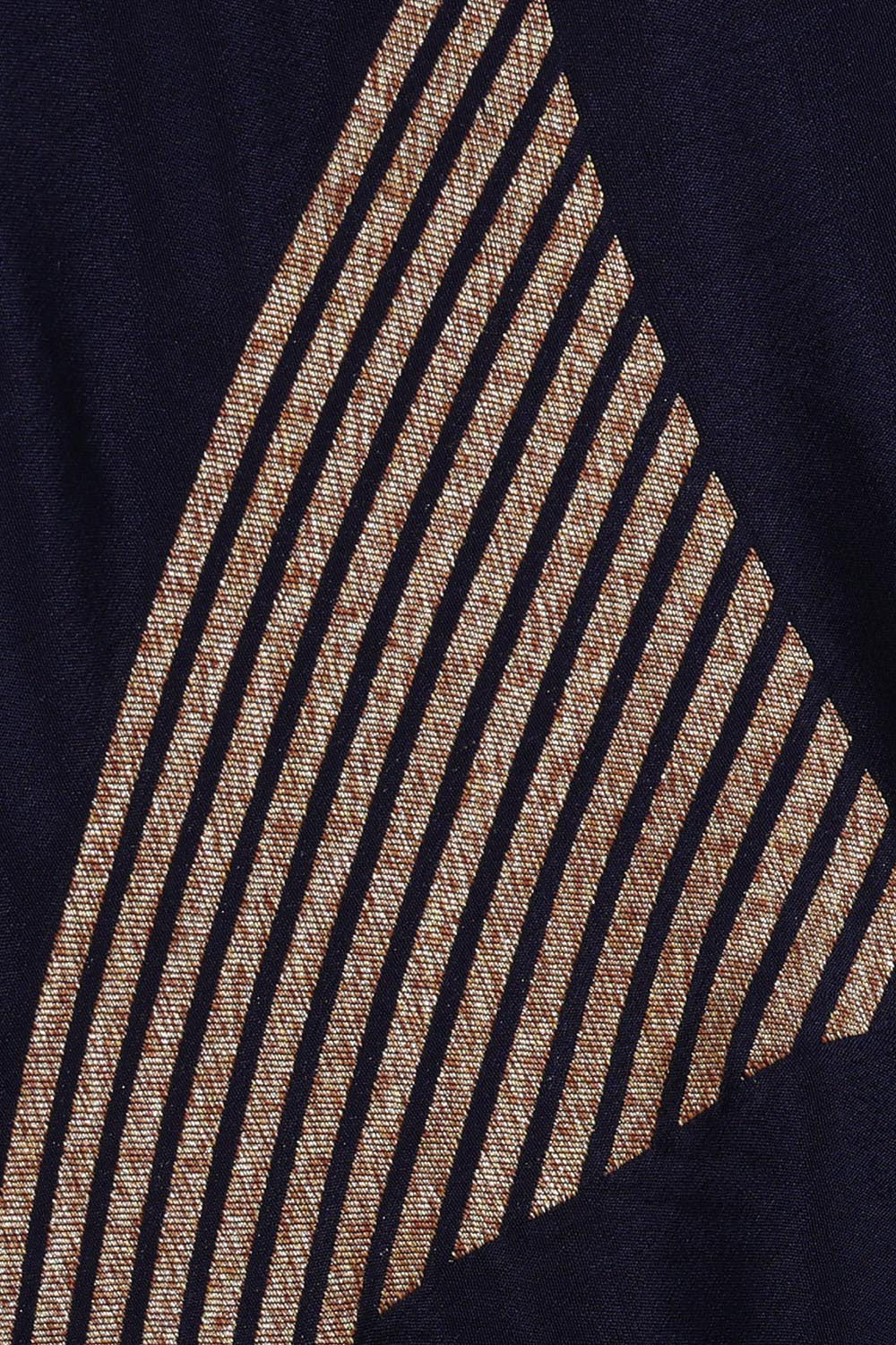 Image of Banarasi Crepe Navy Blue Saree