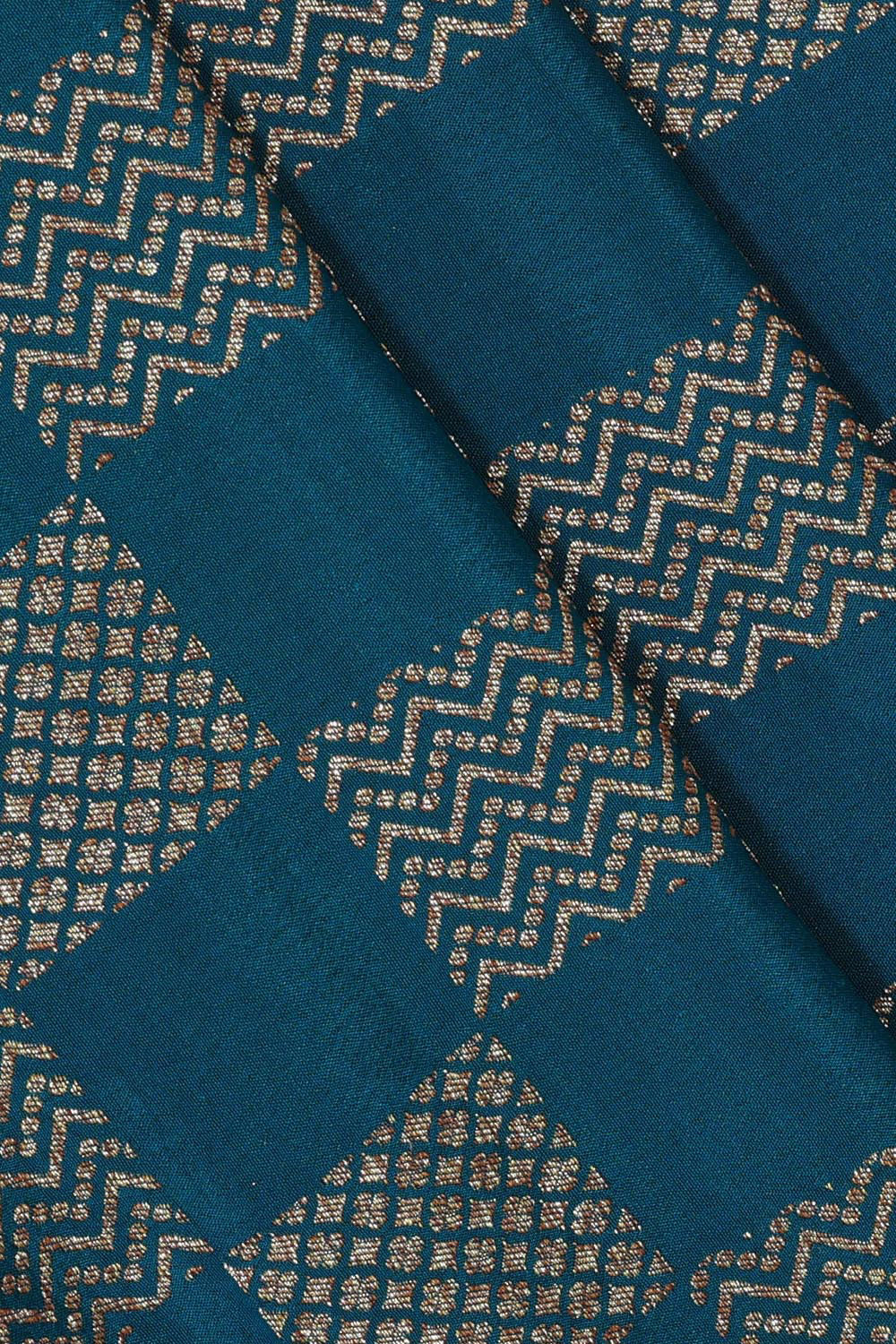 Collection of Banarasi Crepe Peacock Blue Saree in a gallery layout