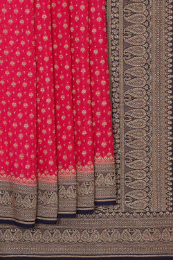 Collection of Banarasi Georgette Rani Pink Saree in a gallery layout