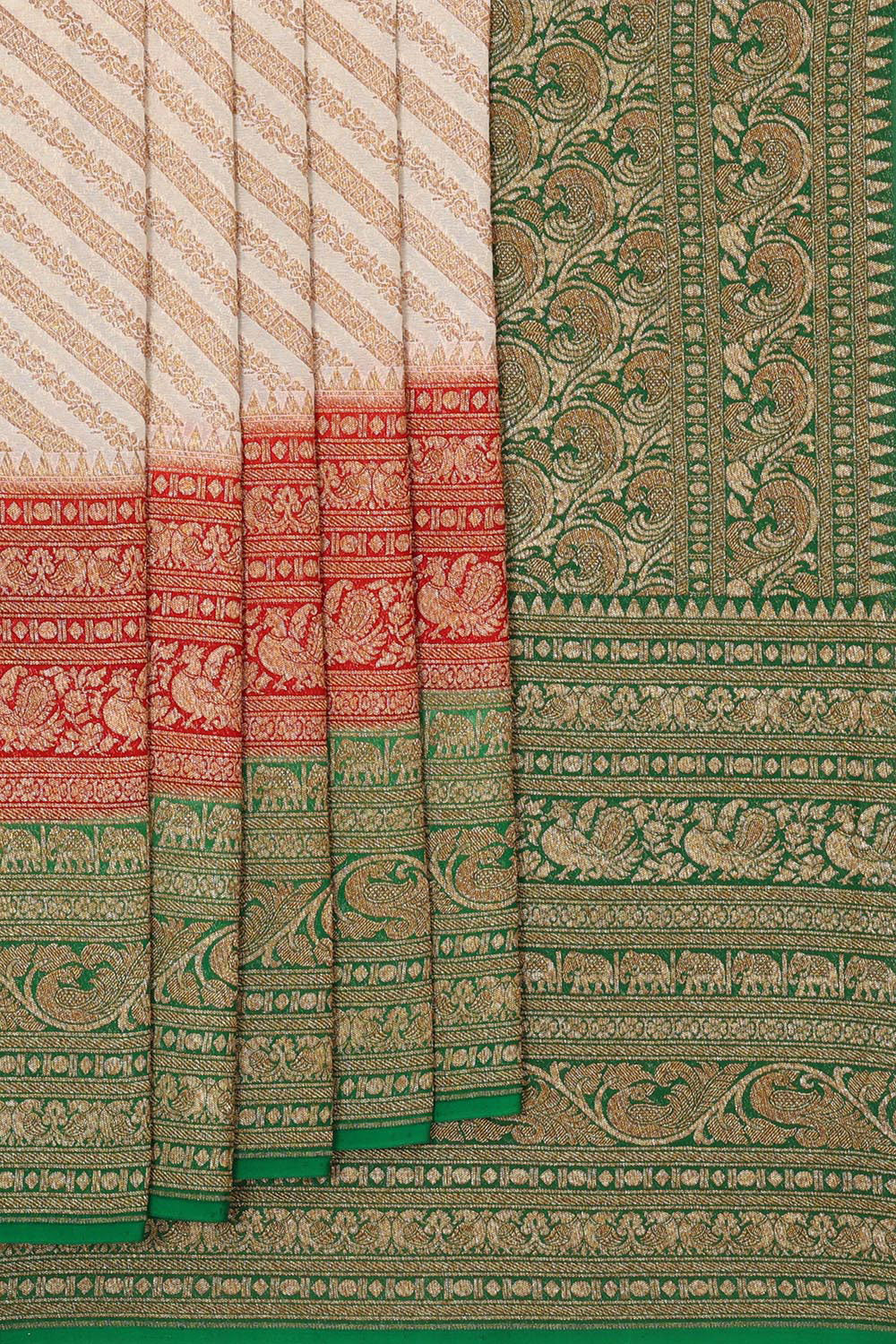 Collection of Banarasi Georgette Off White Saree in a gallery layout