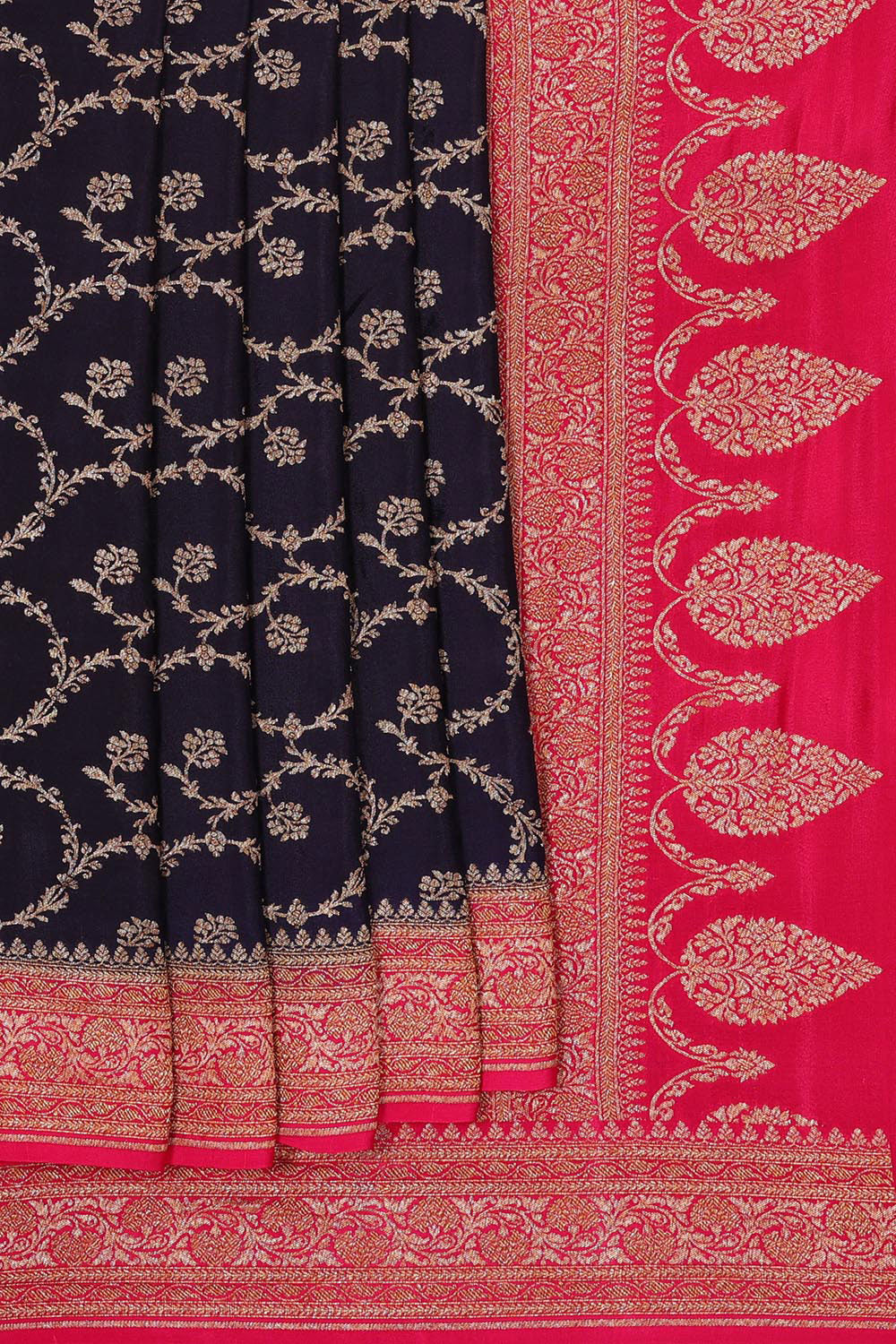 Collection of Banarasi Crepe Dark Violet Saree in a gallery layout