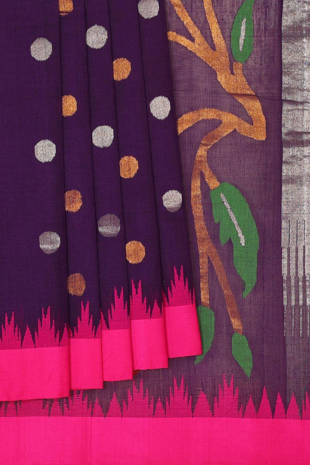 Collection of Uppada Handwoven Violet Jamdani Saree in a gallery layout