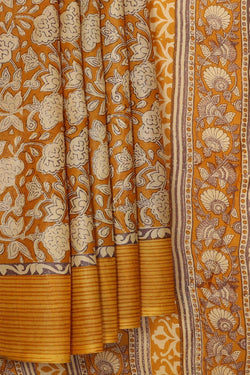 Collection of Tussar Silk Dark Mustard Yellow Saree in a gallery layout