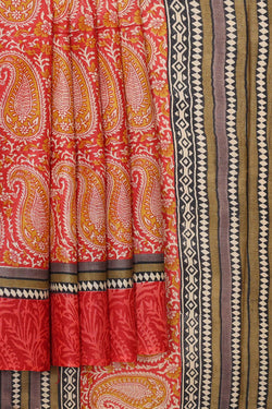 Collection of Tussar Silk Red Saree in a gallery layout