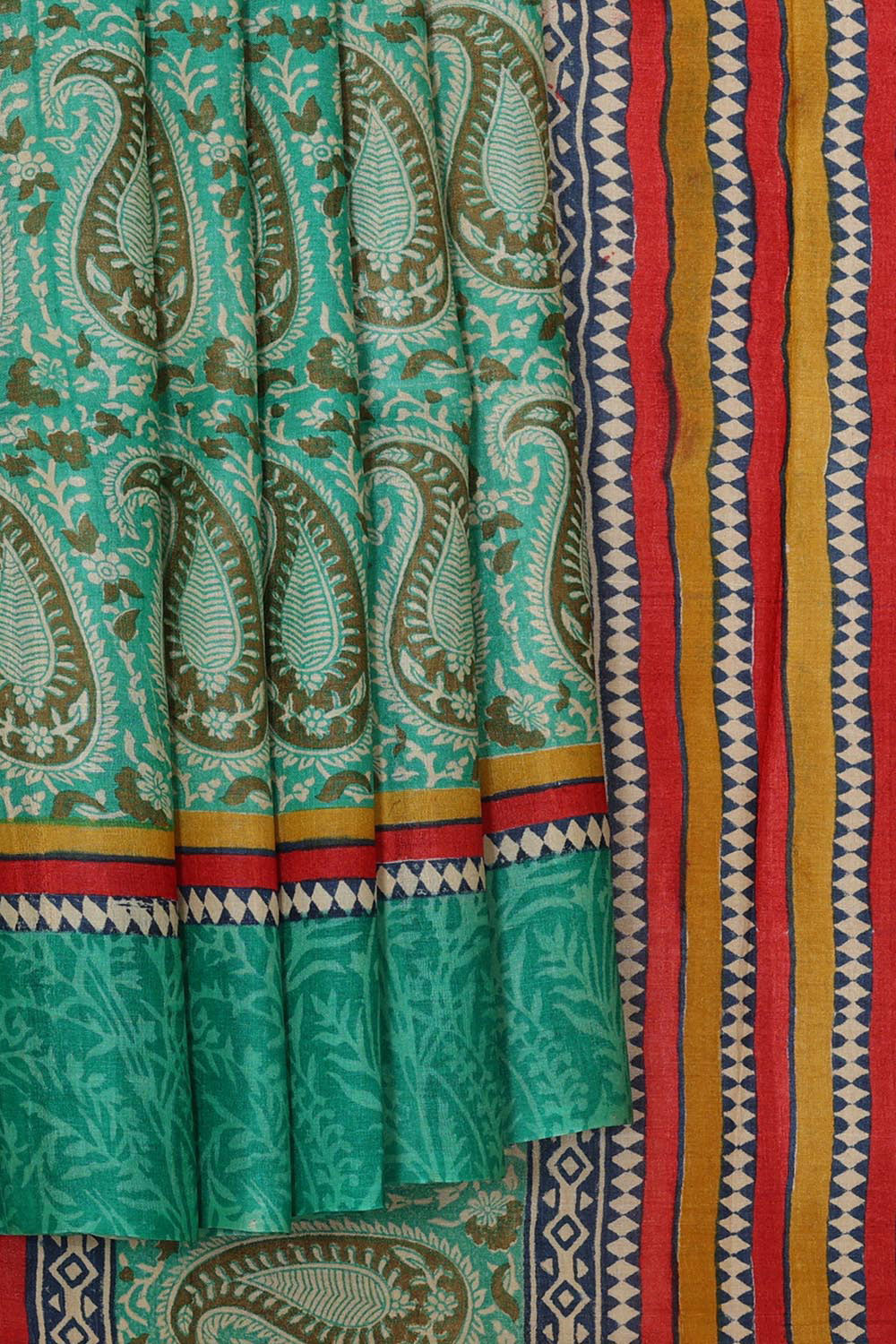 Collection of Tussar Silk Deep Sea Green Saree in a gallery layout