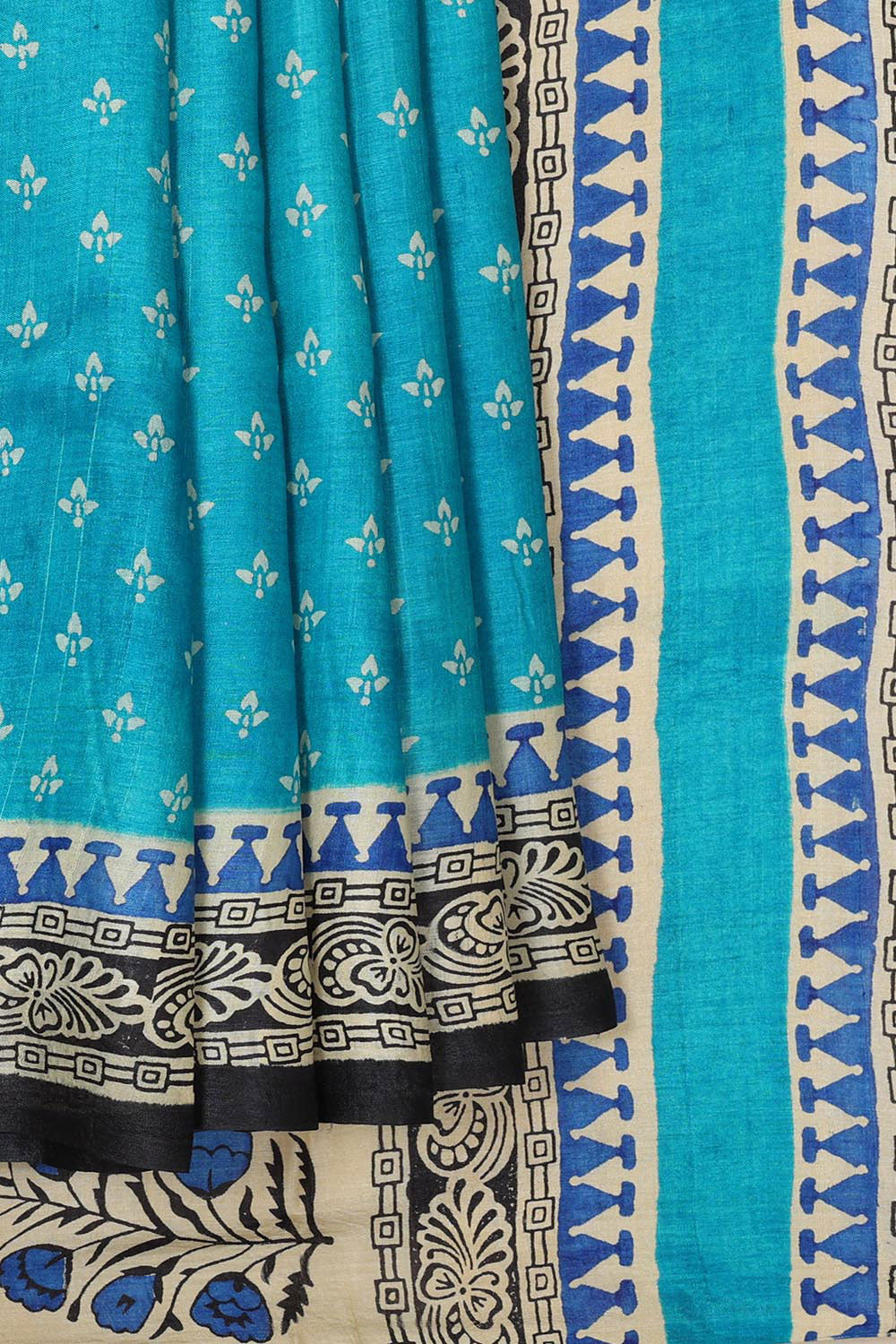 Collection of Tussar Silk Ocean Blue Saree in a gallery layout