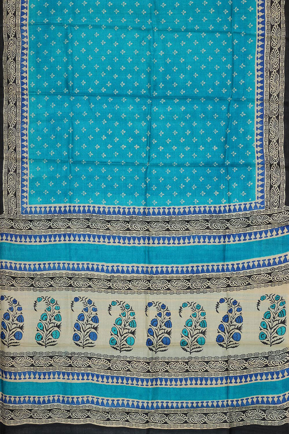 Collection of Tussar Silk Ocean Blue Saree in a gallery layout