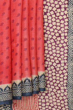 Collection of Tussar Silk Light Red Saree in a gallery layout