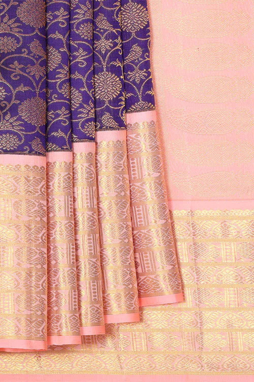 Collection of Kanchipattu Purple Brocade Saree in a gallery layout