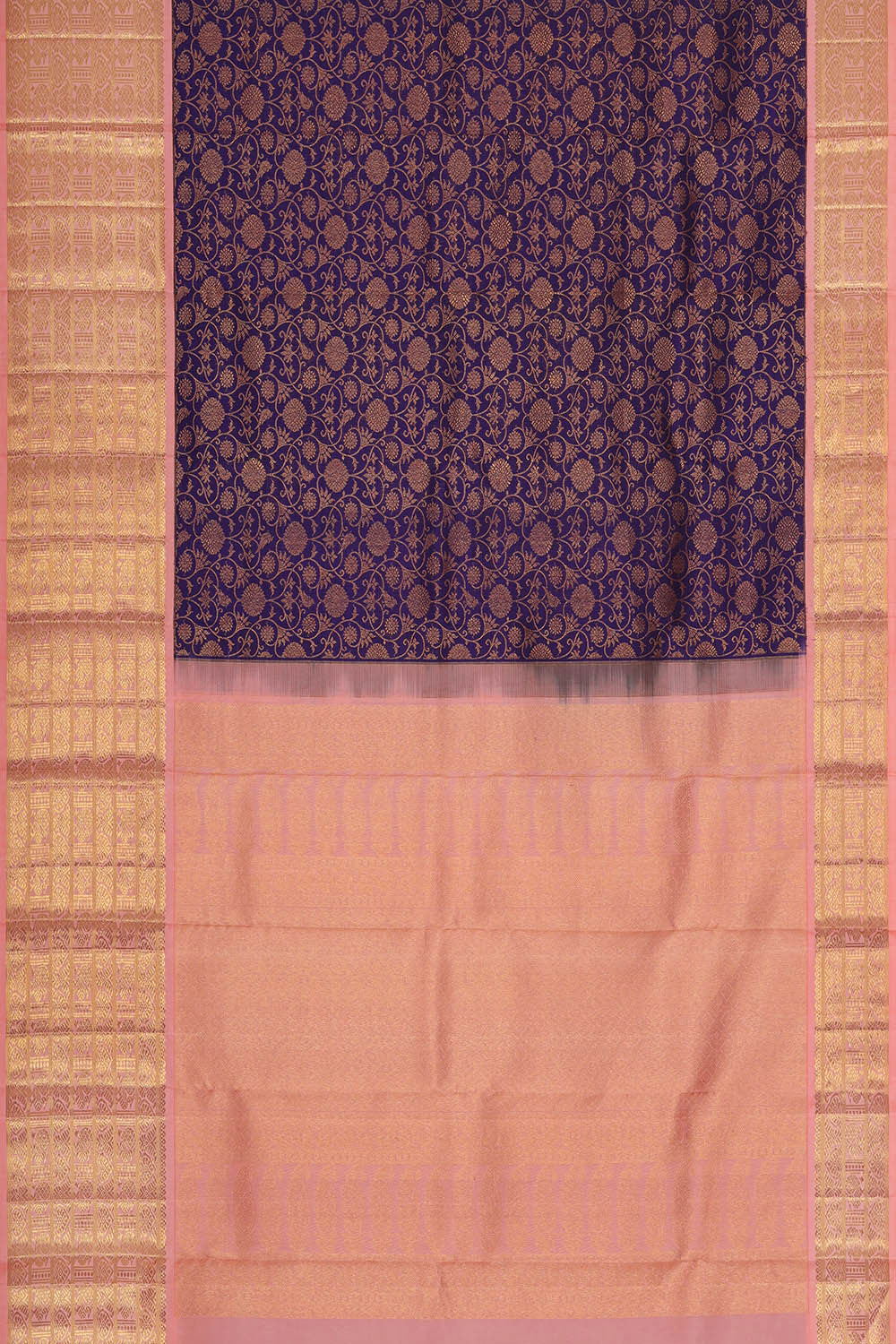 Image of Kanchipattu Navy Blue Brocade Saree