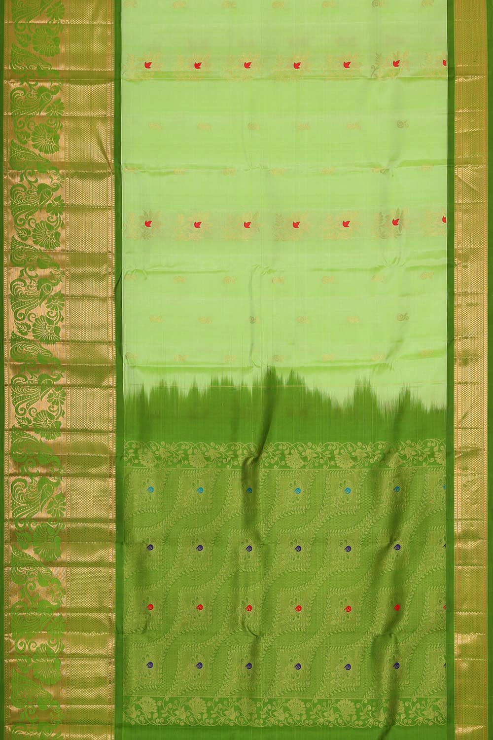 Collection of Kanchipattu Fresh Green Brocade Saree in a gallery layout