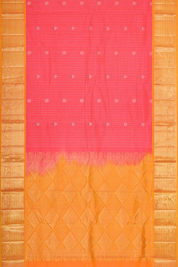 Collection of Kanchipattu Peach Pink Brocade Saree in a gallery layout