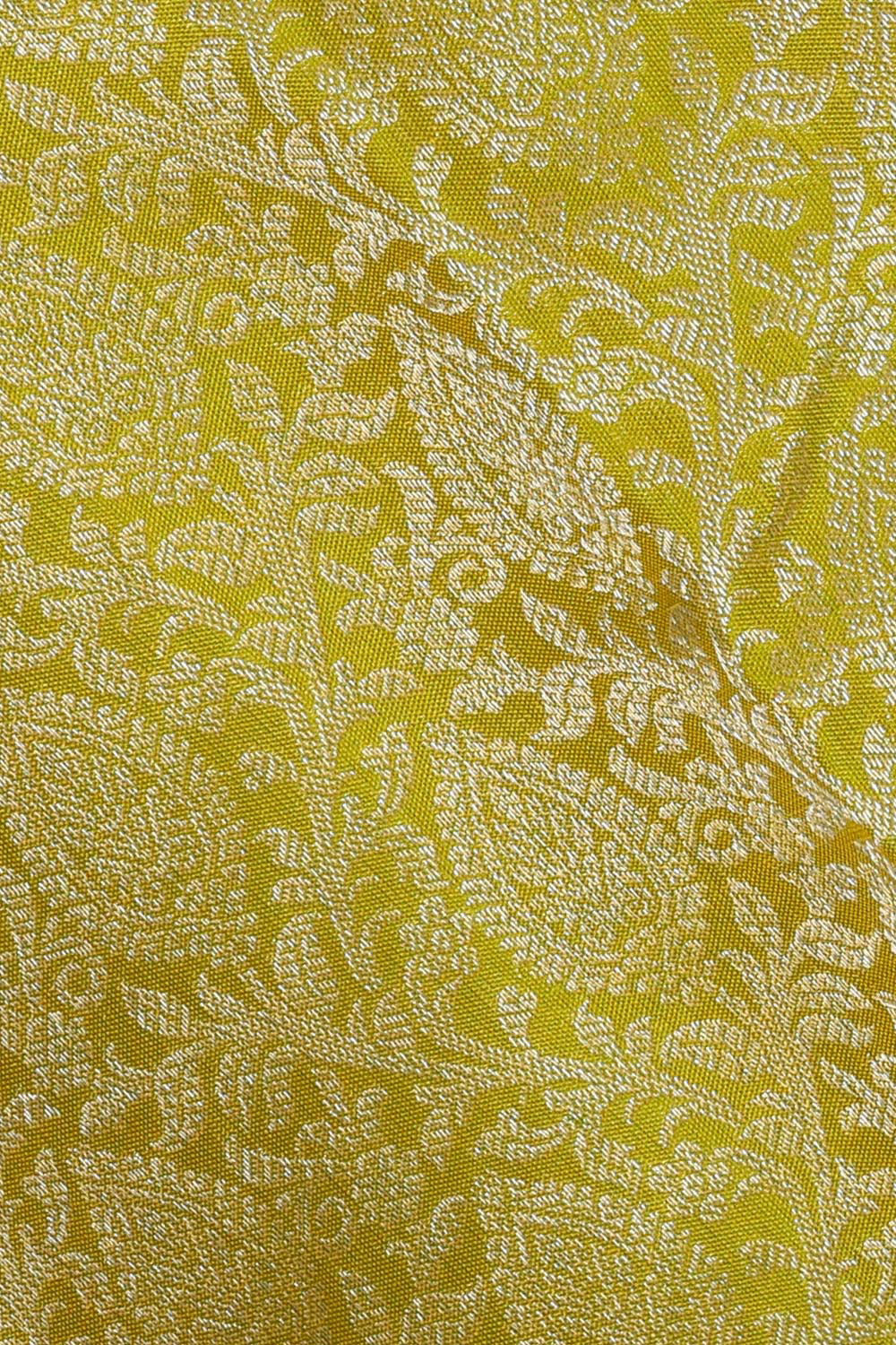 Image of Kanchipattu Golden Green Brocade Saree