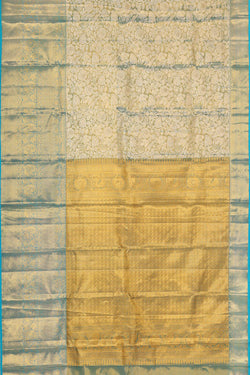 Image of Kanchipattu Golden Blue Tissue Brocade Saree