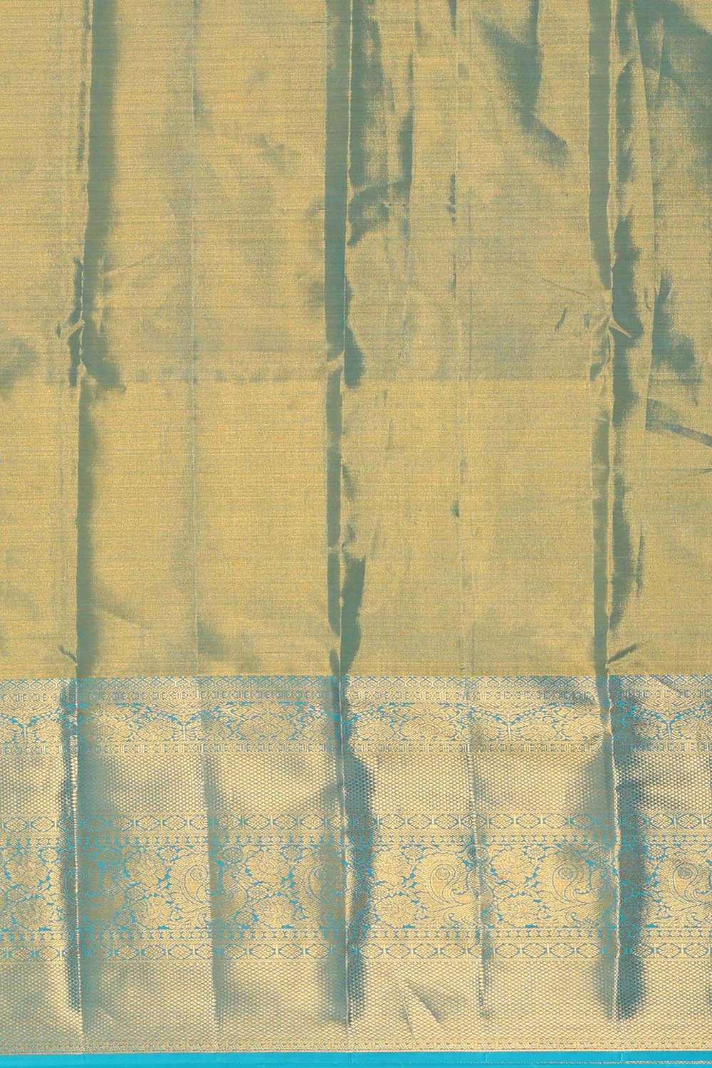 Kanchipattu Golden Blue Tissue Brocade Saree