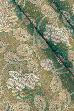 Collection of Kanchipattu Green Tissue Brocade Saree in a gallery layout