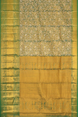 Collection of Kanchipattu Green Tissue Brocade Saree in a gallery layout