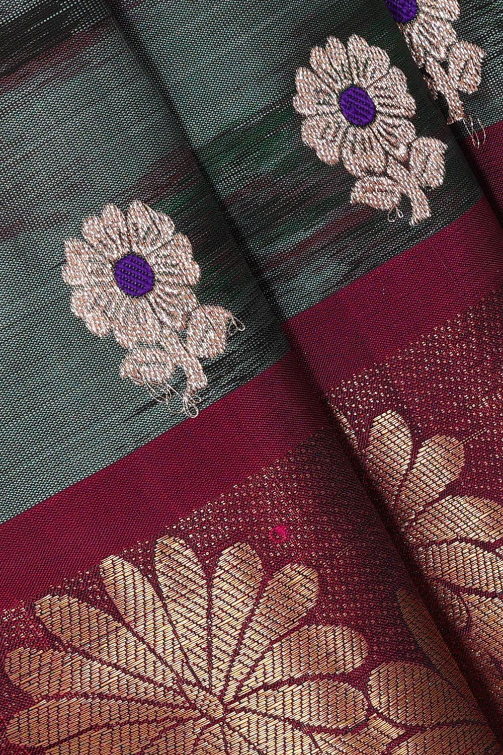 Collection of Kanchipattu Grey Brocade Saree in a gallery layout