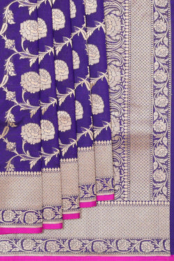 Collection of Banarasi Silk Purple Blue Saree in a gallery layout