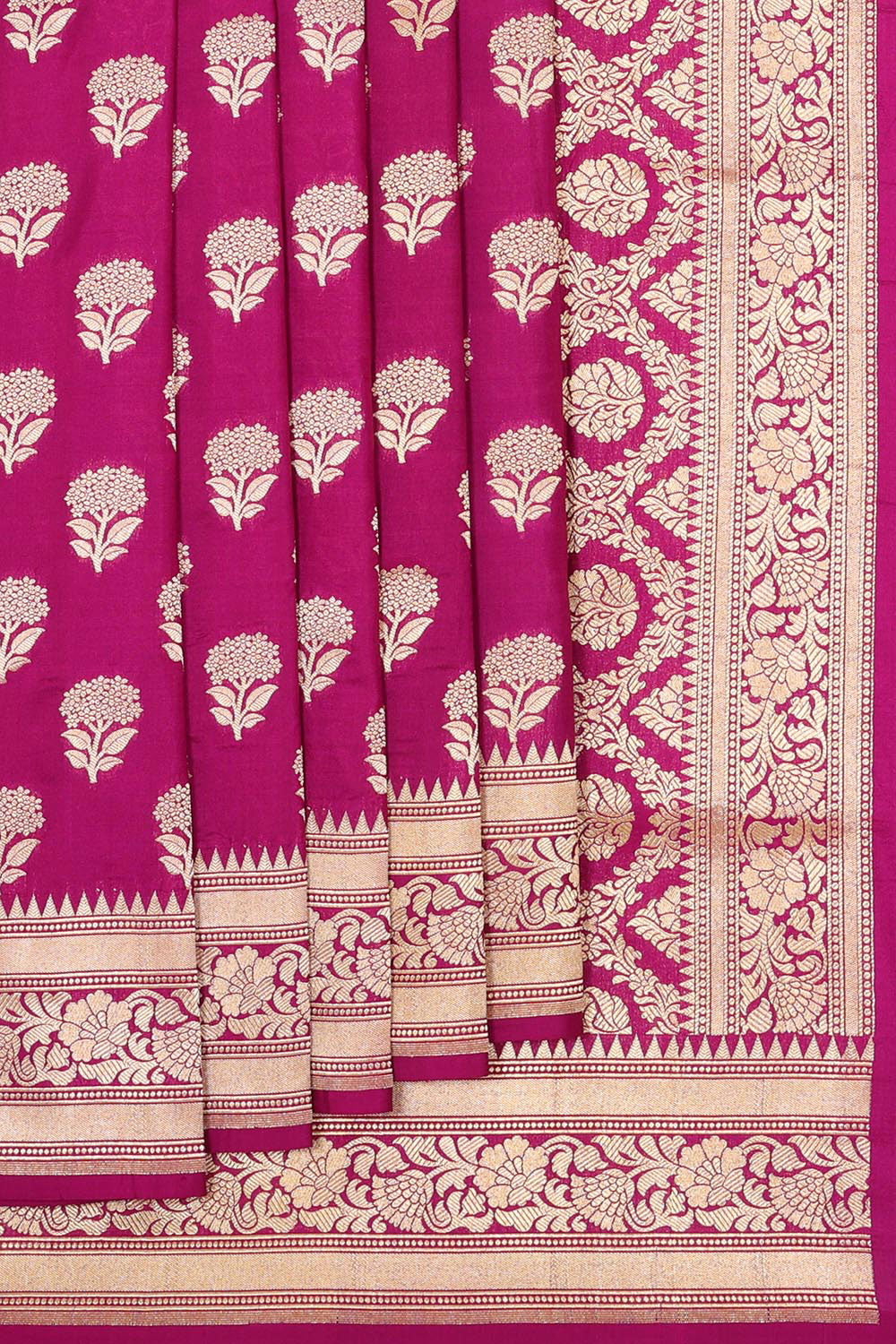 Collection of Banarasi Silk Dark Magenta Saree in a gallery layout