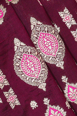 Collection of Banarasi Silk Wine Colour Saree in a gallery layout