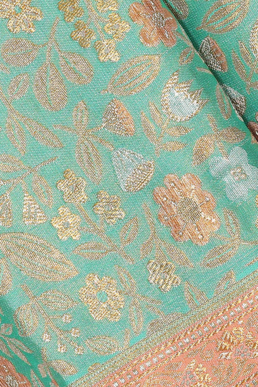 Collection of Kanchipattu Sea Green Brocade Saree in a gallery layout