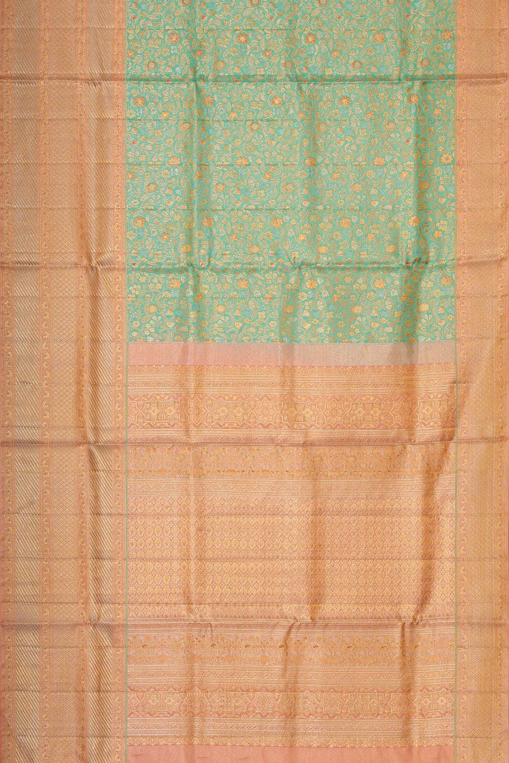 Image of Kanchipattu Sea Green Brocade Saree