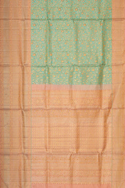 Collection of Kanchipattu Sea Green Brocade Saree in a gallery layout