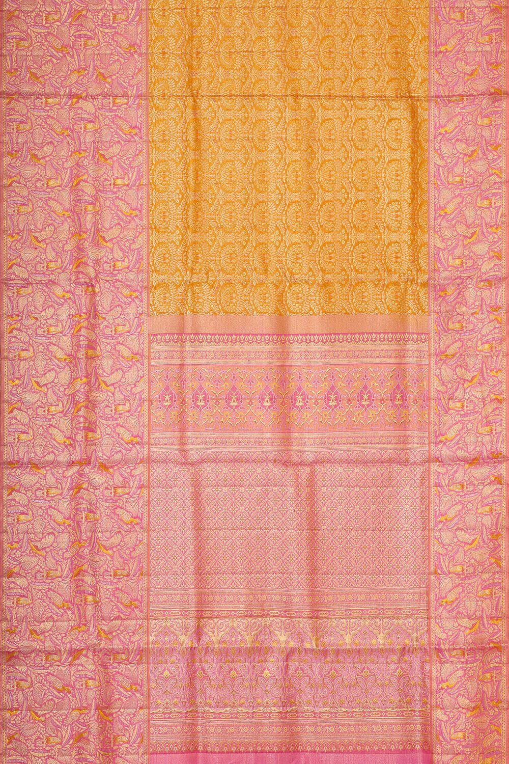 Collection of Kanchipattu Mustard Yellow Brocade Saree in a gallery layout