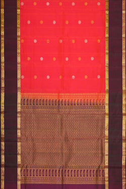 Collection of Kanchipattu Pinkish Orange Brocade Saree in a gallery layout