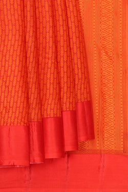 Image of Printed Orange Silk Saree