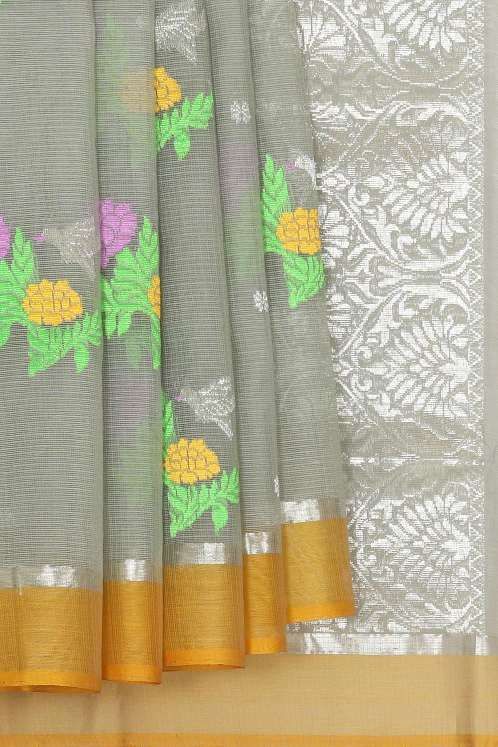 Collection of Zari Kota Grey Saree in a gallery layout