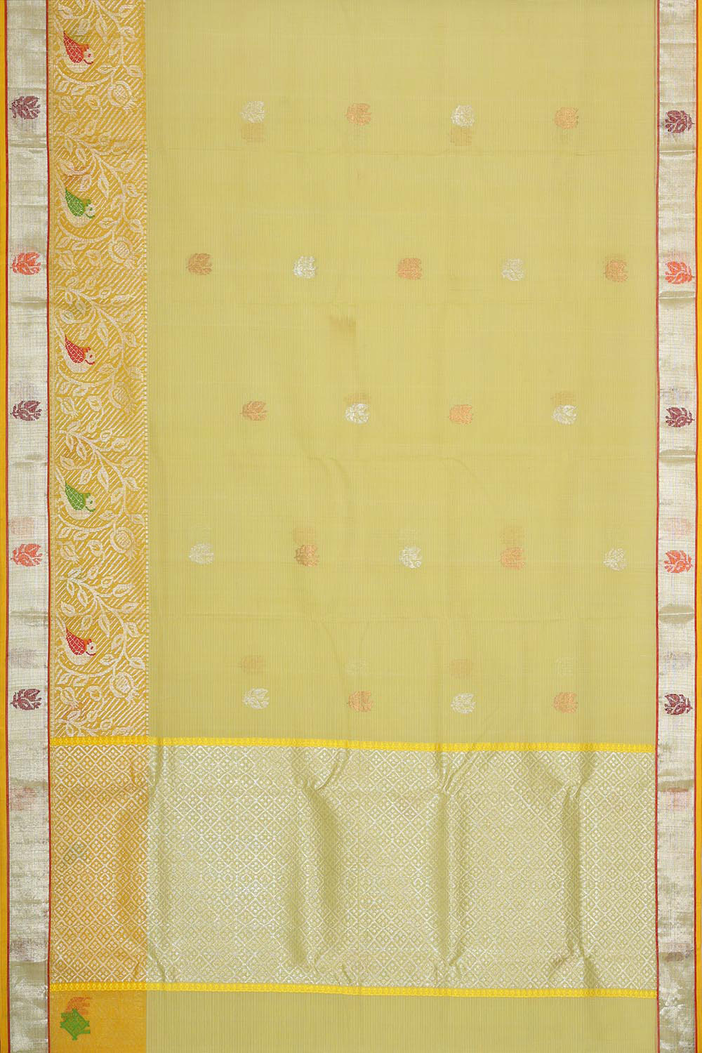 Image of Zari Kota Pista Green Saree