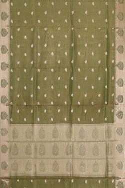 Image of Olive Green Tissue Silk Saree