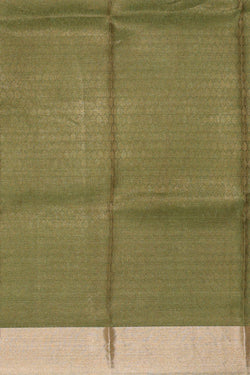 Image of Olive Green Tissue Silk Saree