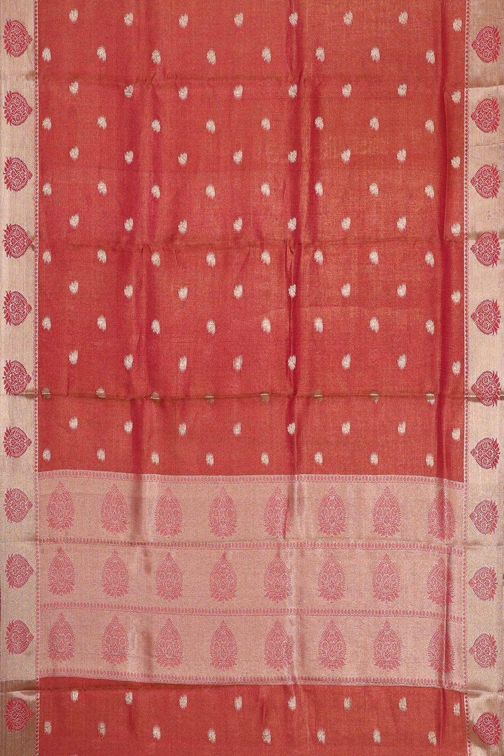 Reddish Pink Tissue Silk Saree