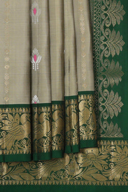 Collection of Kanchipattu Greenish Grey Brocade Saree in a gallery layout