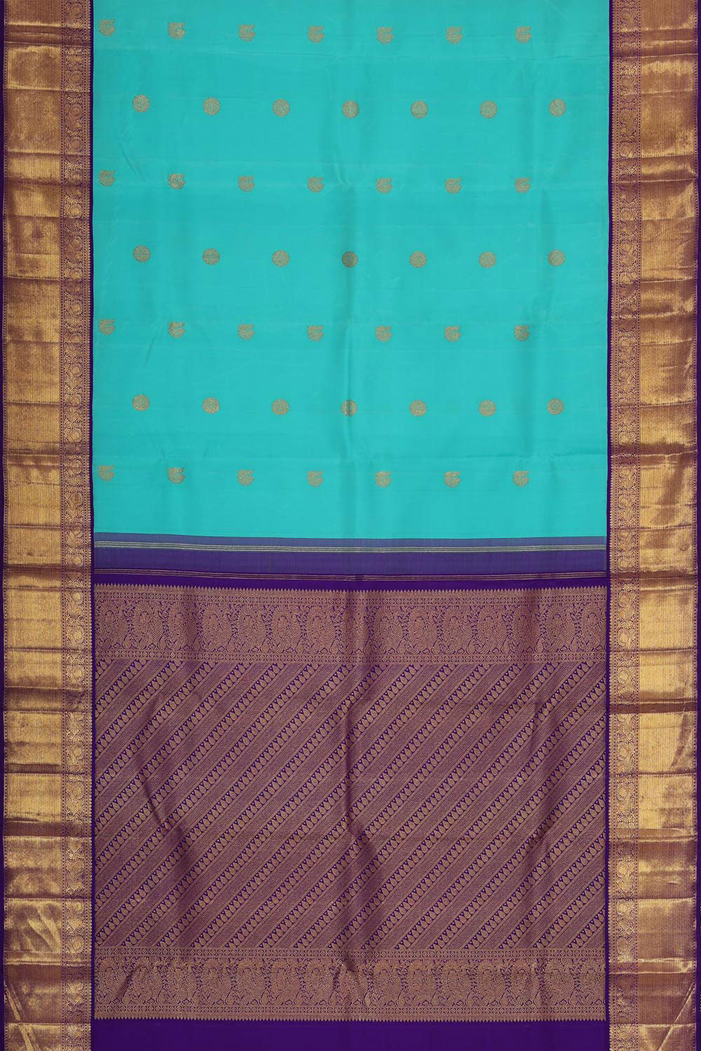 Collection of Arani Silk Aqua Blue Saree in a gallery layout