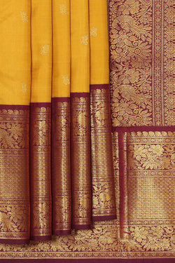 Collection of Kanchipattu Mustard Yellow Brocade Saree in a gallery layout