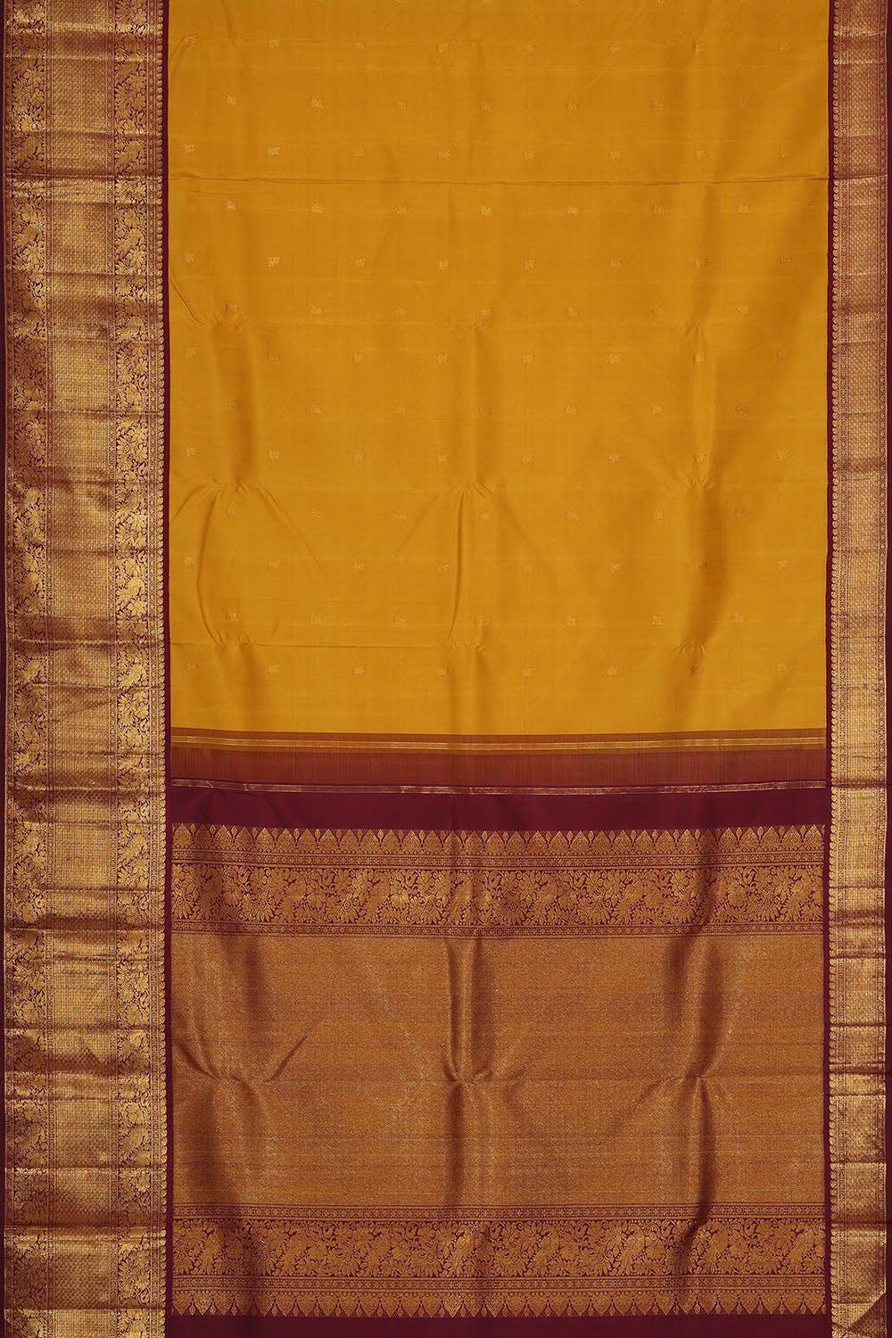 Collection of Kanchipattu Mustard Yellow Brocade Saree in a gallery layout