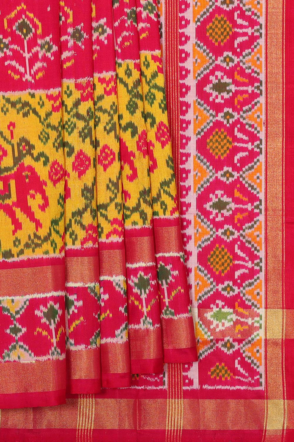 Collection of Ikat Silk Rani Pink Saree in a gallery layout