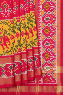 Collection of Ikat Silk Rani Pink Saree in a gallery layout