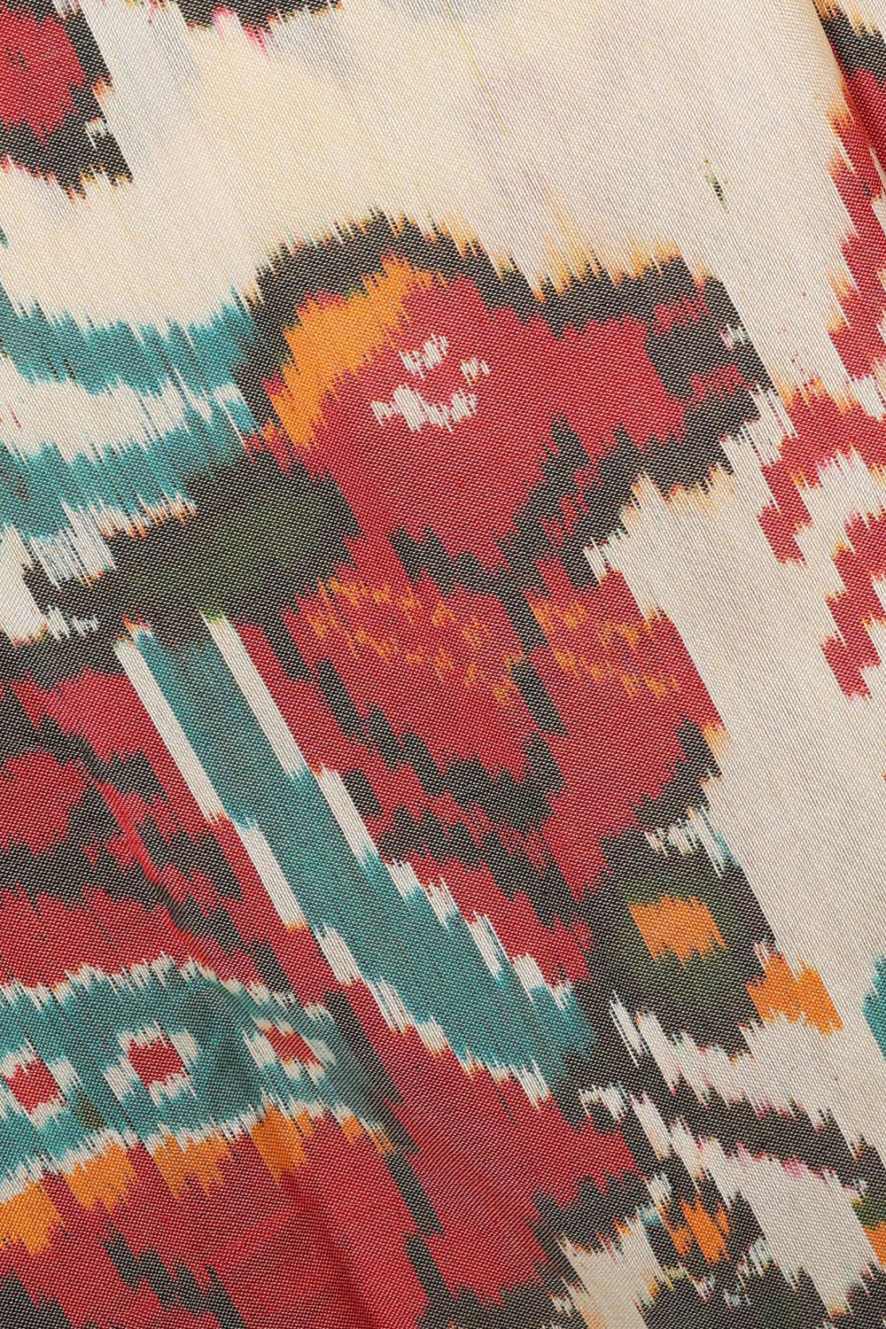 Image of Ikat Silk Off White Saree