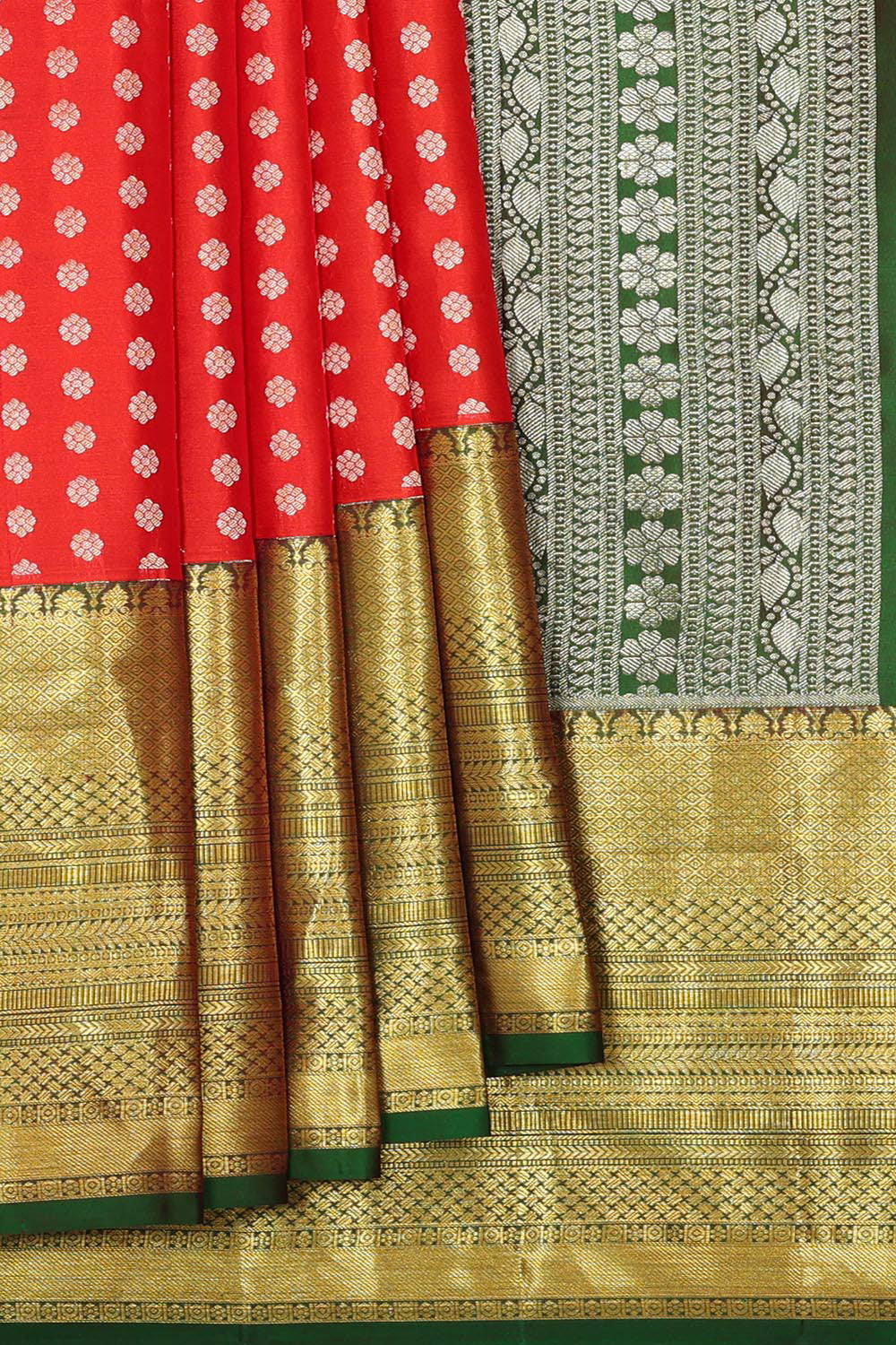 Collection of Kanchipattu Red Brocade Saree in a gallery layout