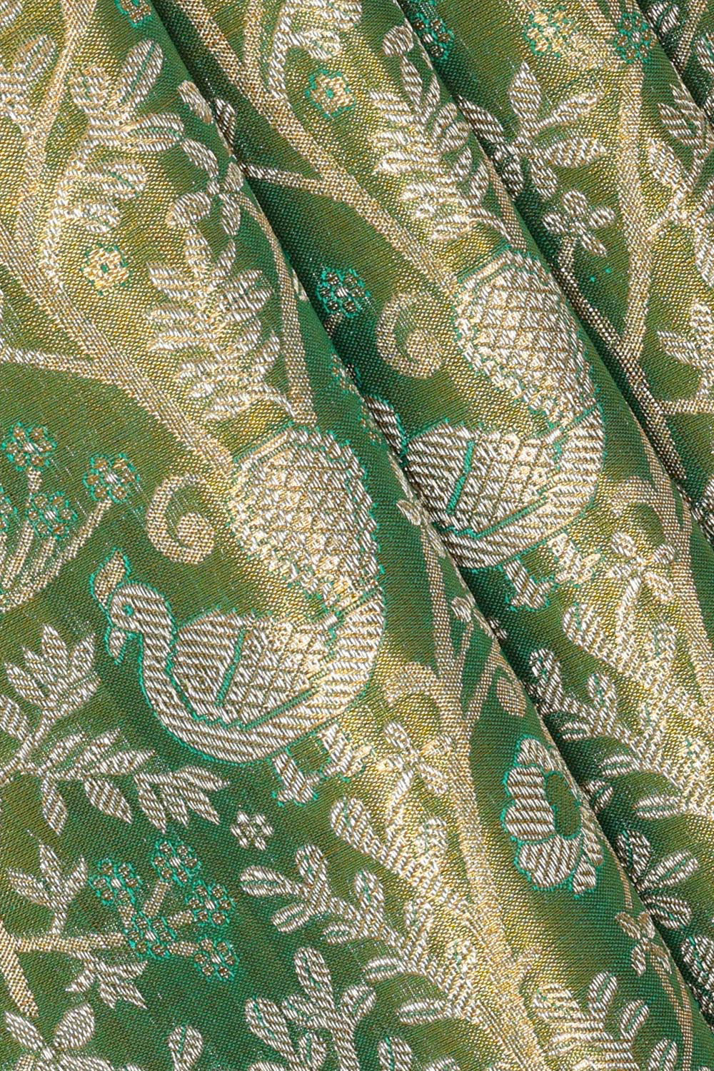 Collection of Kanchipattu Teal Green Tissue Brocade Saree in a gallery layout